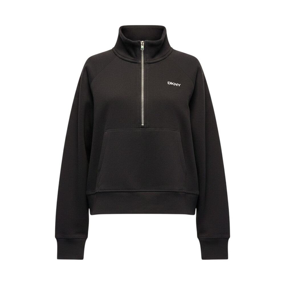 DKNY Women's Quarter Zip Sweatshirt with Kangaroo Pocket